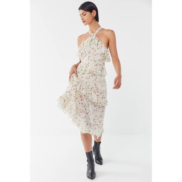 NWT Urban Outfitters Sacramento Tiered Ruffle Halter Midi Dress Floral Boho - Picture 13 of 13